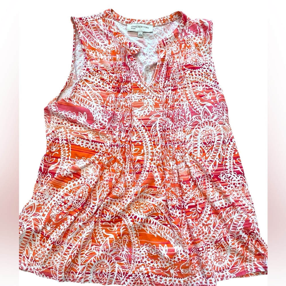 Jones New York Women's Sleeveless Paisley Top - Pink and Orange